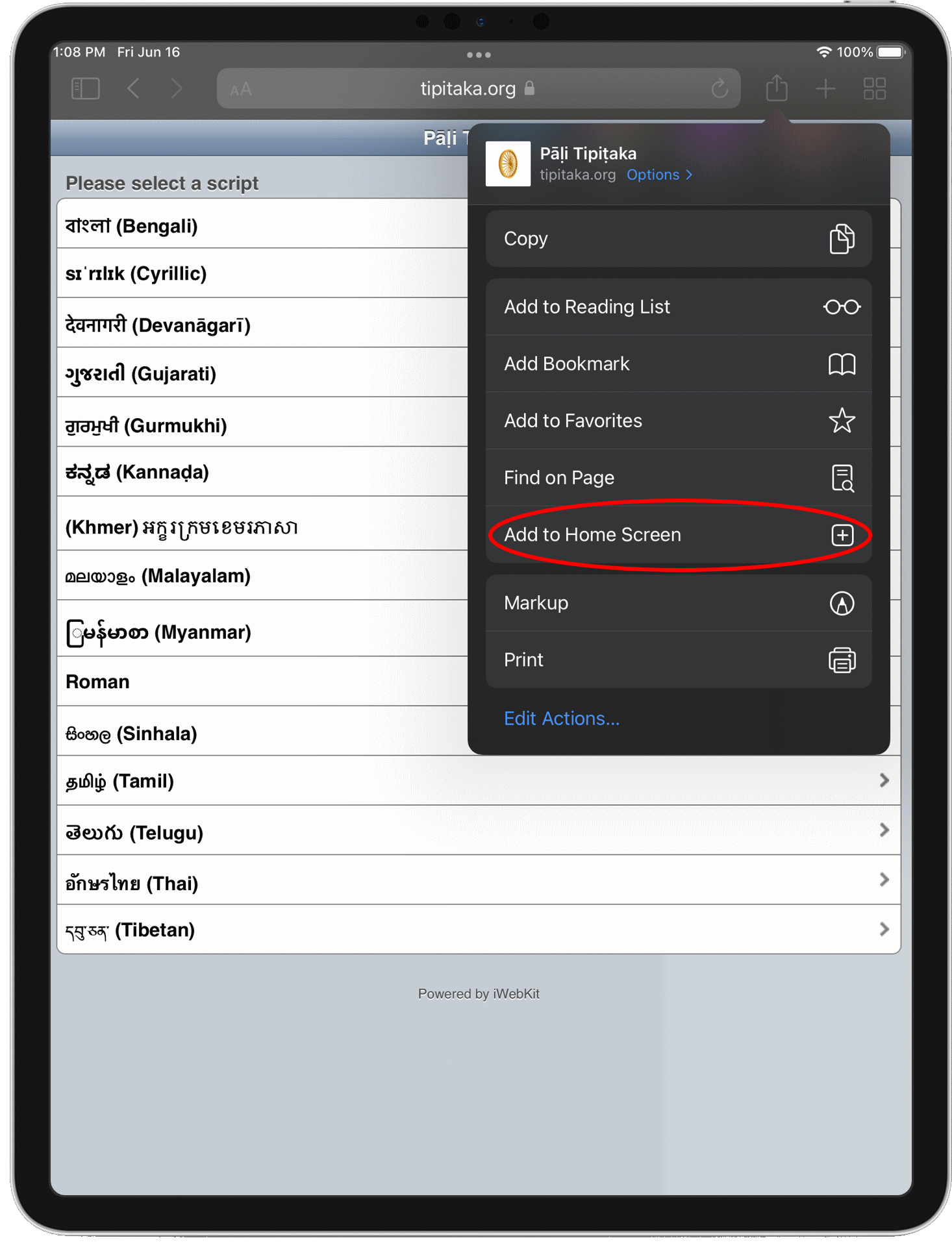 how to add to Home screen on iPad